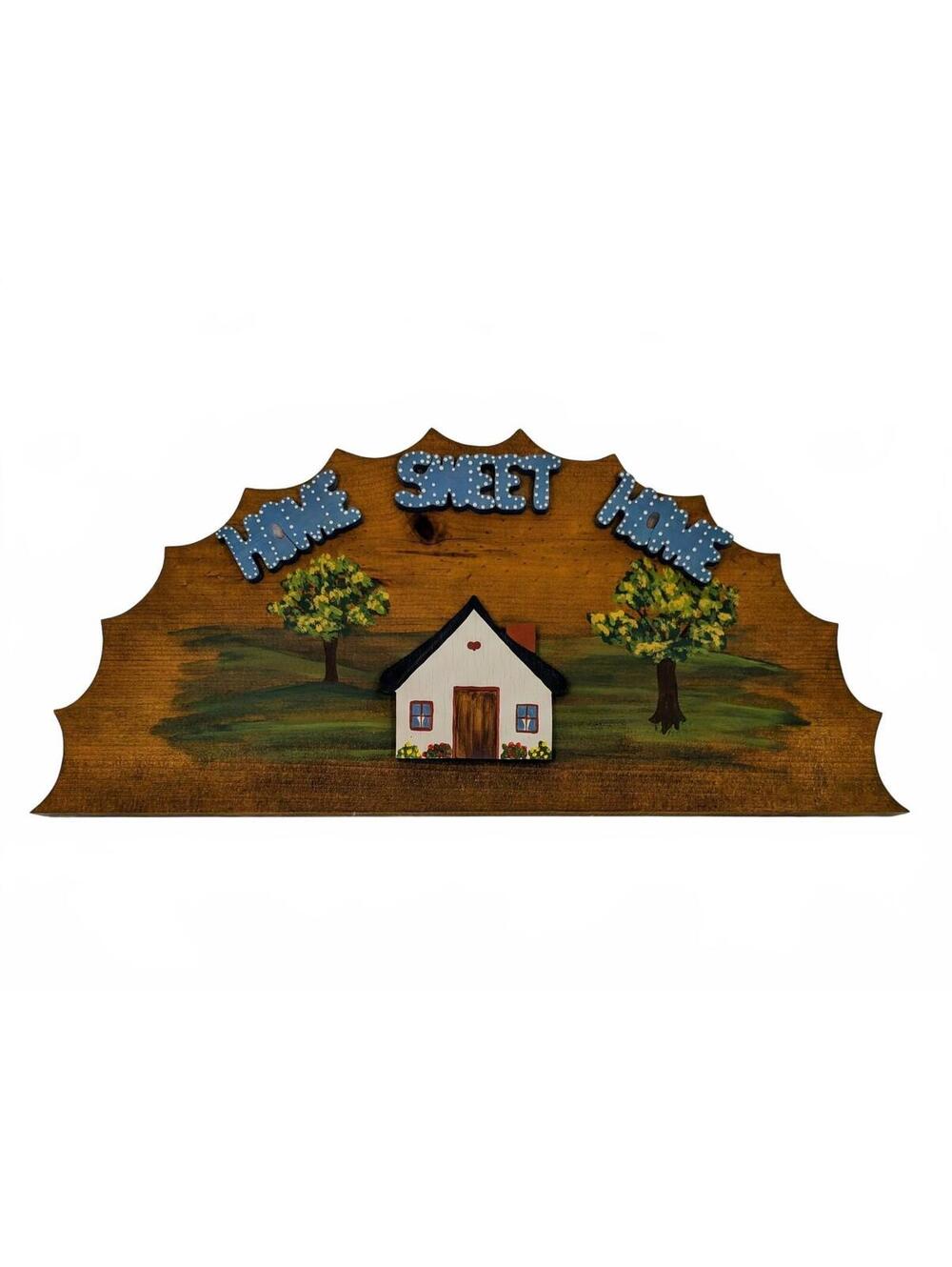 Vintage Hand Painted Home Sweet Home Wooden Wall Sign Country Folk Art Decor